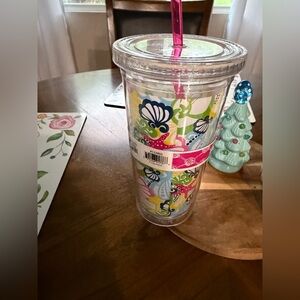 Lily PulitzerFloral Double-Wall Tumbler with Pink Straw